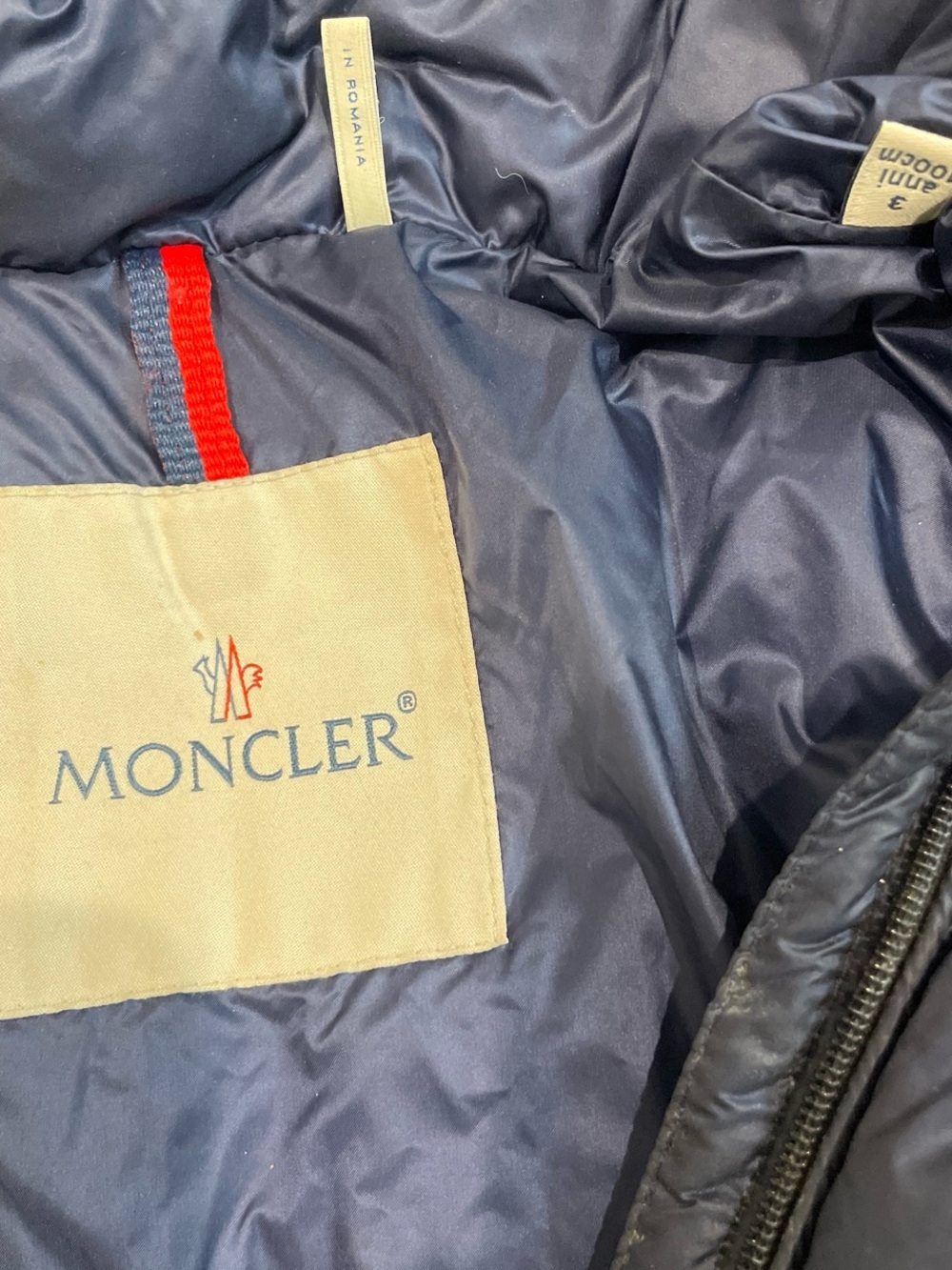 Moncler Navy Quilted Hooded Puffer with Faux Fur Trim - Picture 2 of 5